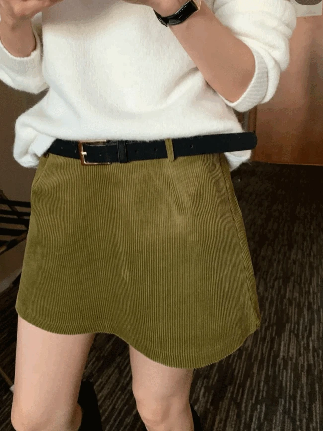 [올리브S 당일발송]올리브 코듀로이 미니 스커트