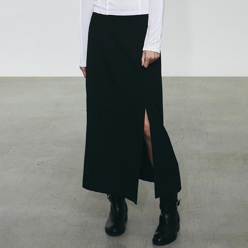 [유튜버Pick] SIDE SLIT LONG SKIRT_BLACK