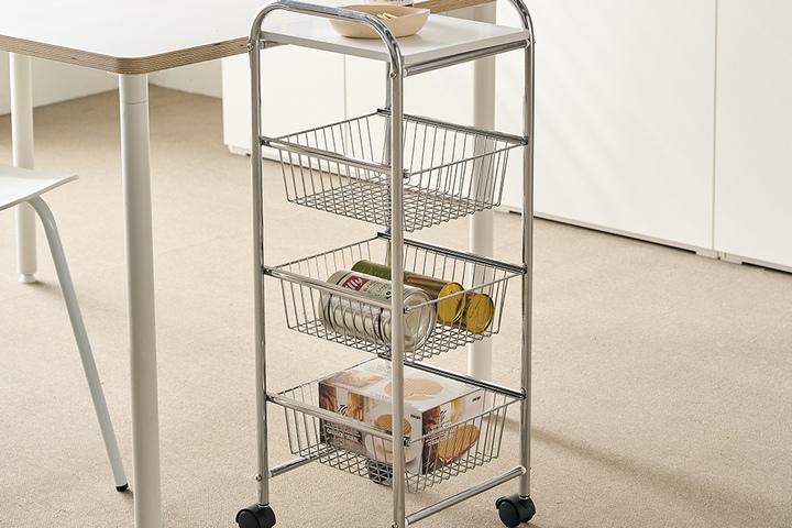 ON 핌즈 이동식 바스켓형 트롤리 수납장 중형(화이트)