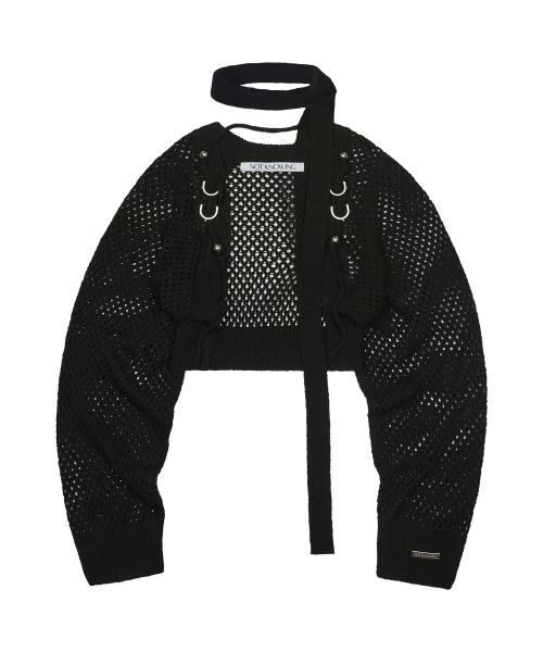 Bolero Linen Net Cardigan (BLACK)