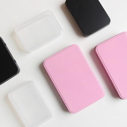 핑크 블랙 투명 틴케이스 [3종 철제 플라스틱 굿즈 보관 캔 박스]