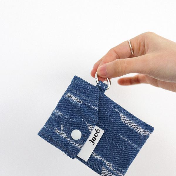 grunge denim mini wallet / cobalt blue 그런지 데님 미니월렛