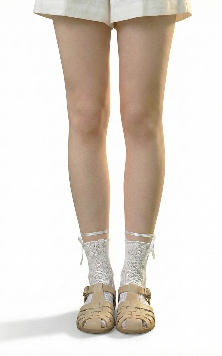 Sweet ribbon socks white