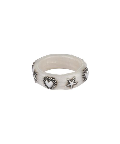 vintage puff ring-white