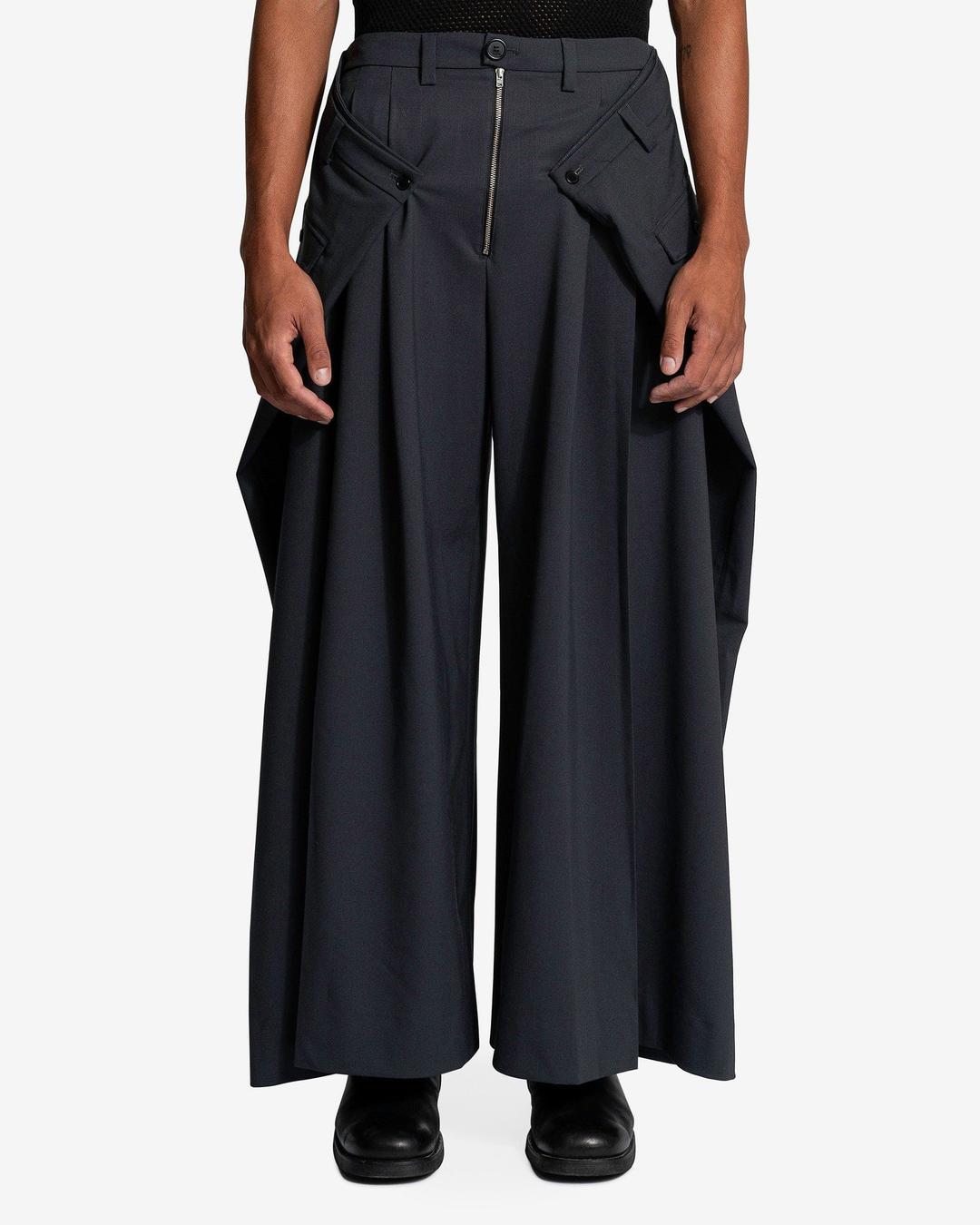 Double Pleat Wide Leg Trousers in Dark Grey
