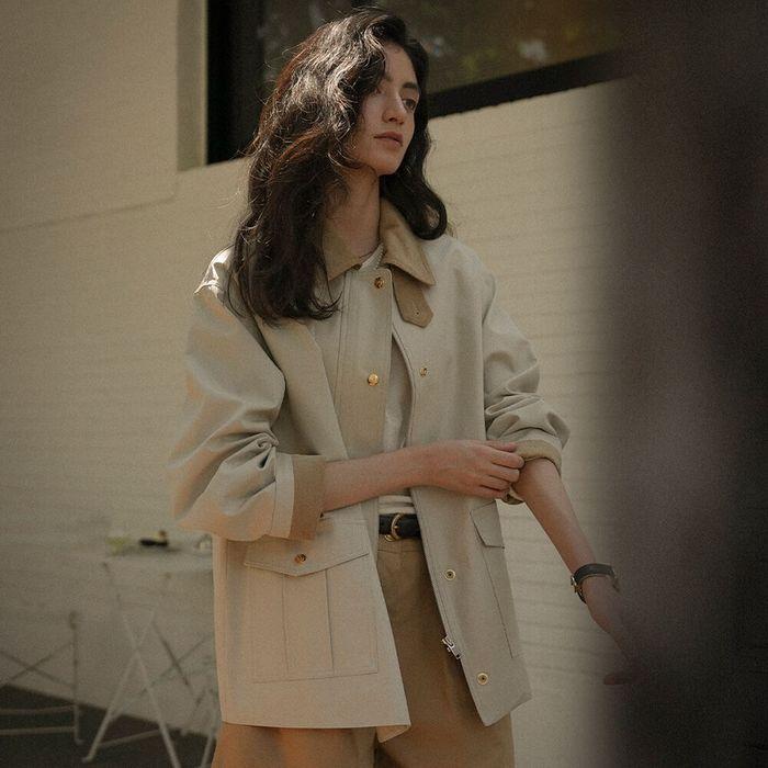 Coloring collar point utility jacket_Light beige