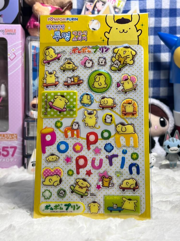 폼폼푸린 투명 에폭시 스티커