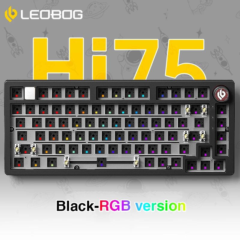 LEOBOG 핫스왑 기계식 키보드 키트, 커스텀 베어본 키보드, RGB 백라이트 개스킷 구조 키보드, Hi75 키트
