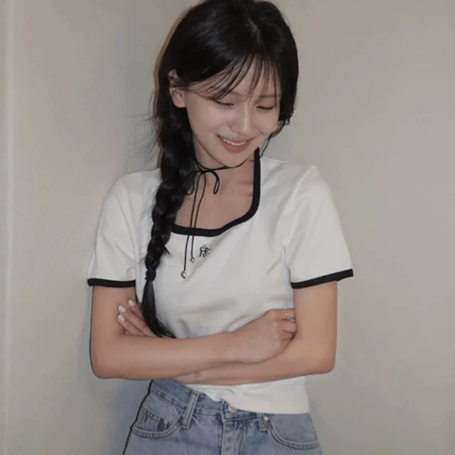 [💟ONLY ABLY] GNRL 스퀘어 배색 반팔티 [3COL] / WBD1L01510
