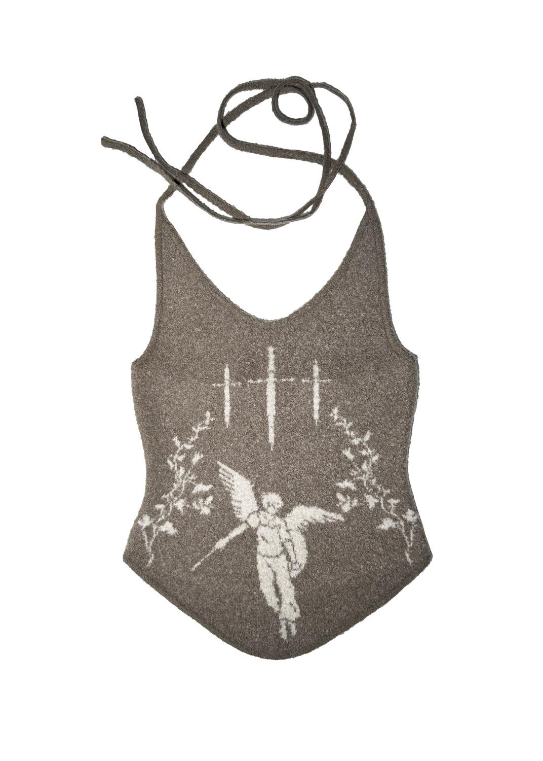 ANGEL KNITTED VEST BROWN