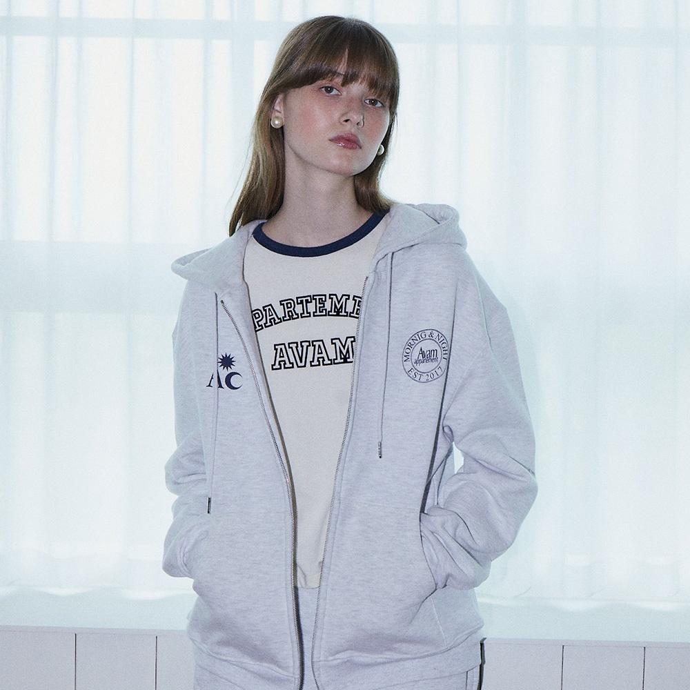 Baby Hood Zipup Grey