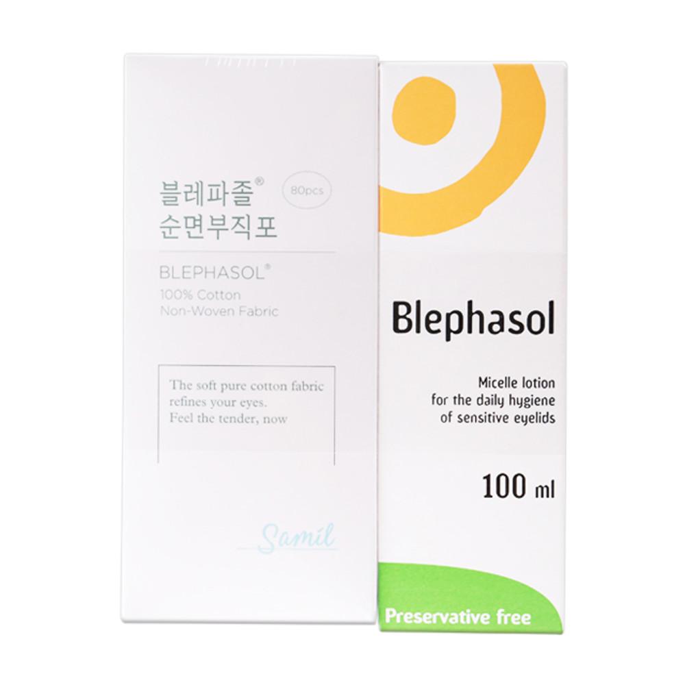 블레파졸 아이리무버 100ml+순면부직포 80매 눈청결제 눈꺼풀세정제