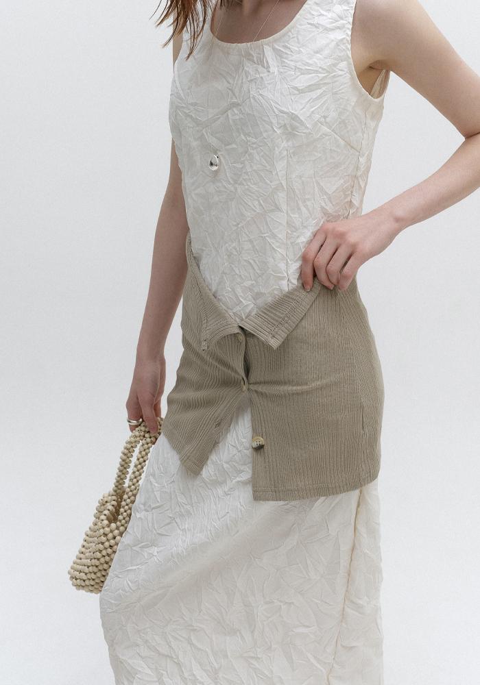 [2nd] RIBBED LAYERED SKIRT_KHAKIBEIGE