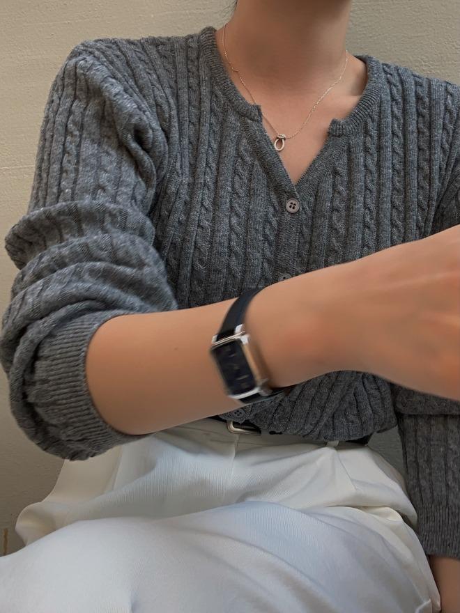 마리나 꽈배기 가디건 2color