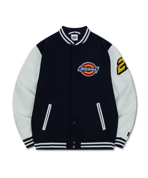 아이코닉 로고 레터맨 자켓 - 네이비