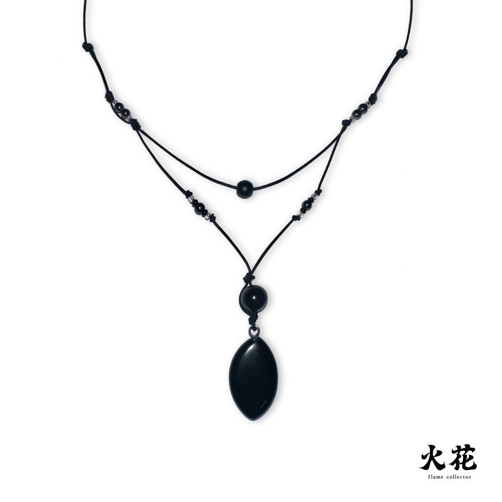 블랙 비즈 레이어드 목걸이