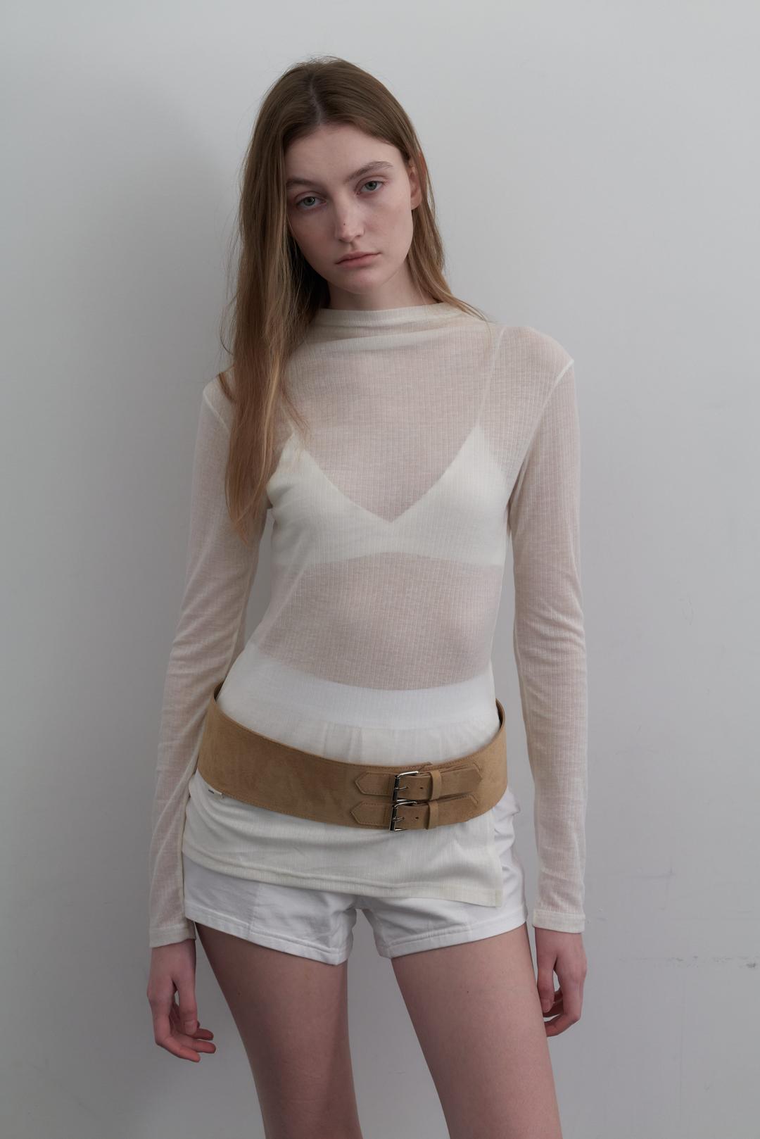 Suede comb-belt - Camel