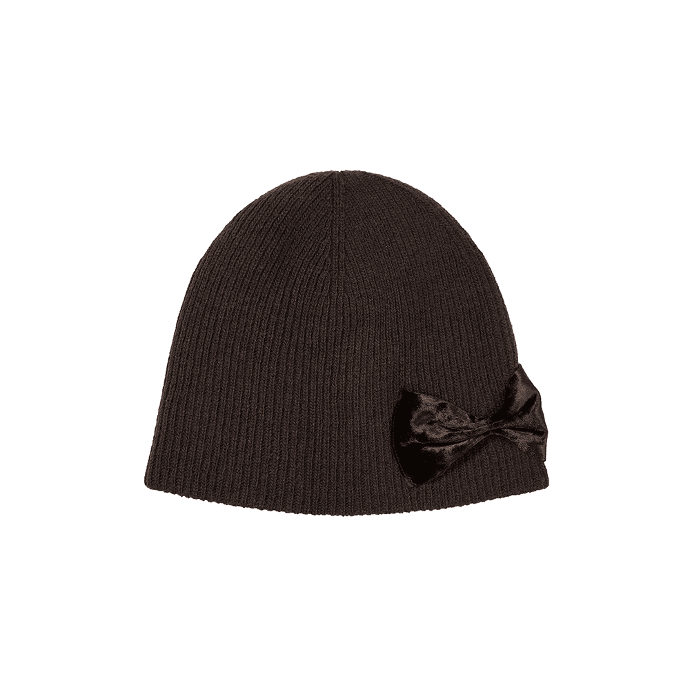 RIBBON LOGO KNIT BEANIE_brown