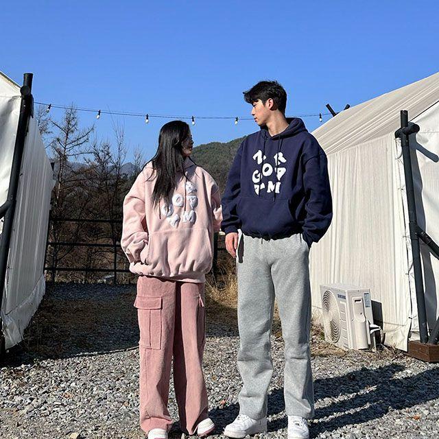 [핸들 자수 후드티] 기모선택 남여공용 남녀공용 남자 여자 커플룩 커플티 커플후드 레터링 알파벳 영문 레터링후드 알파벳후드 영문후드 자수후드 자수레터링 단체티 단체복