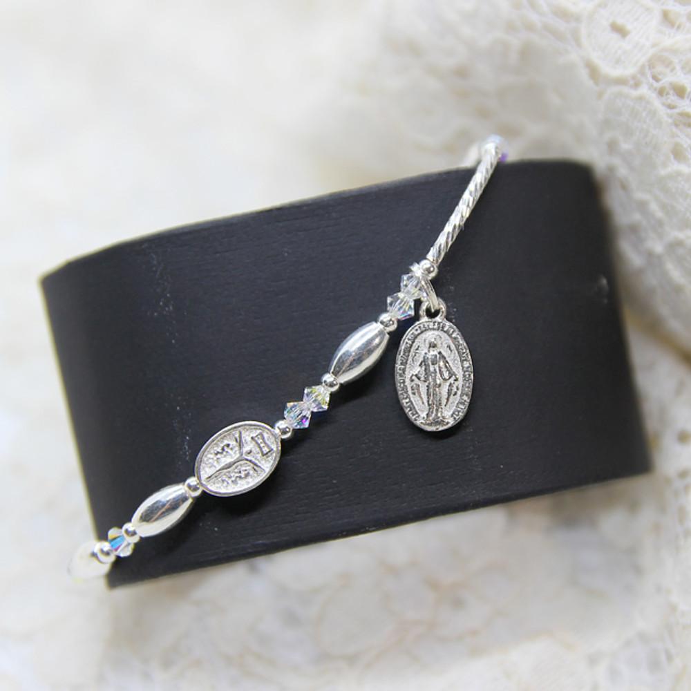 타원 슬림 묵주 팔찌 925Silver