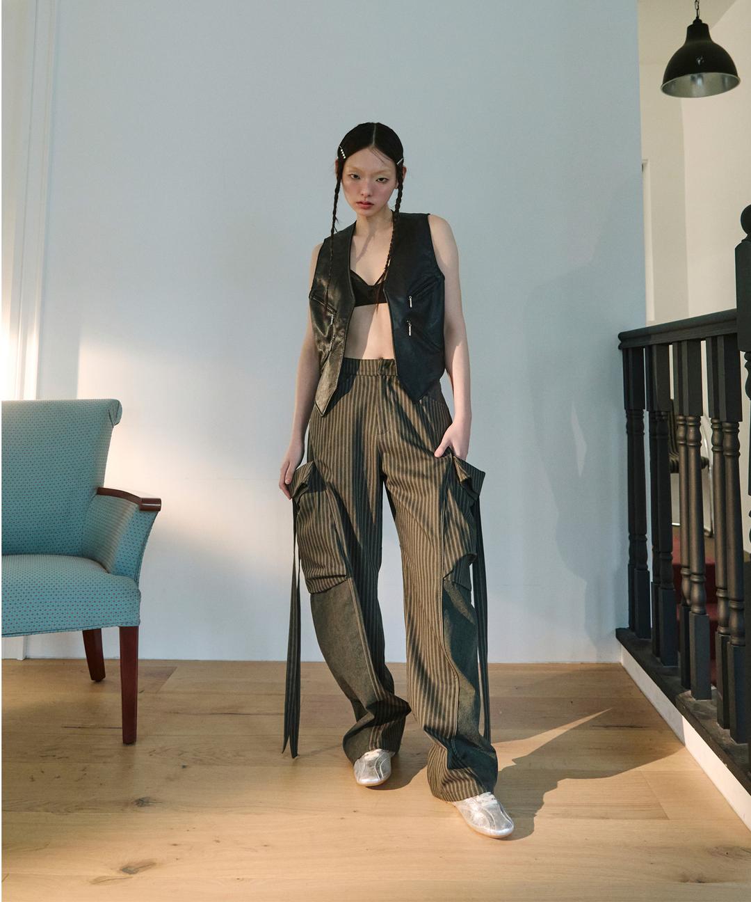 Stripe side pocket trousers