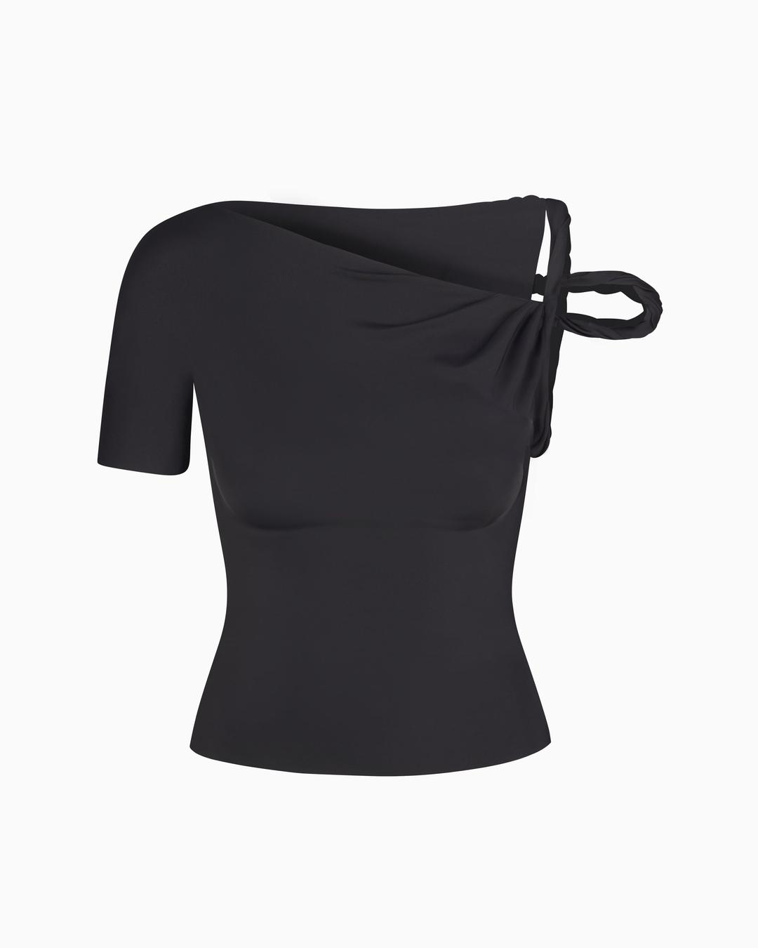 Sleek Stretch Twisted Top | Black - XS