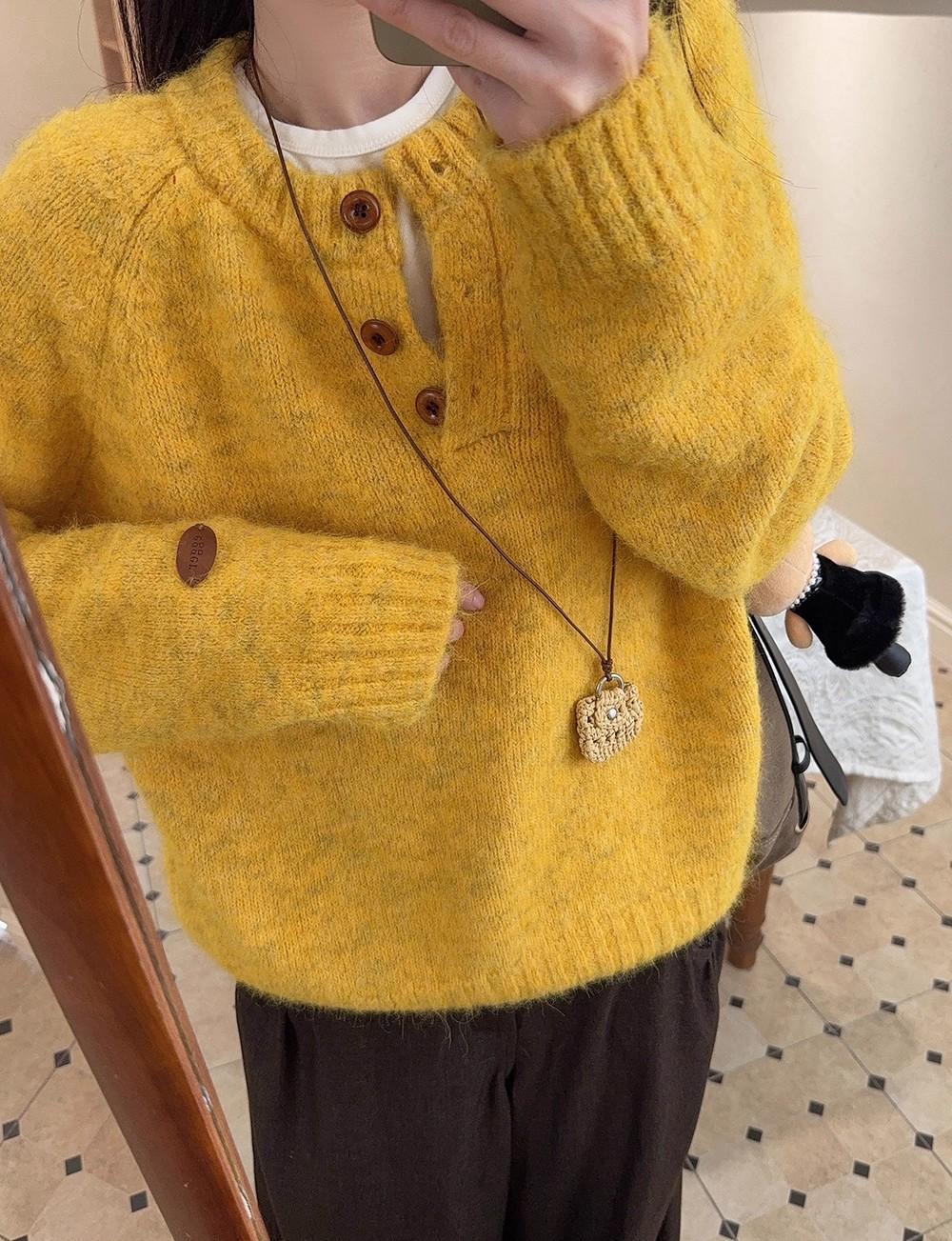 버튼 하프넥 도파민니트(3컬러)