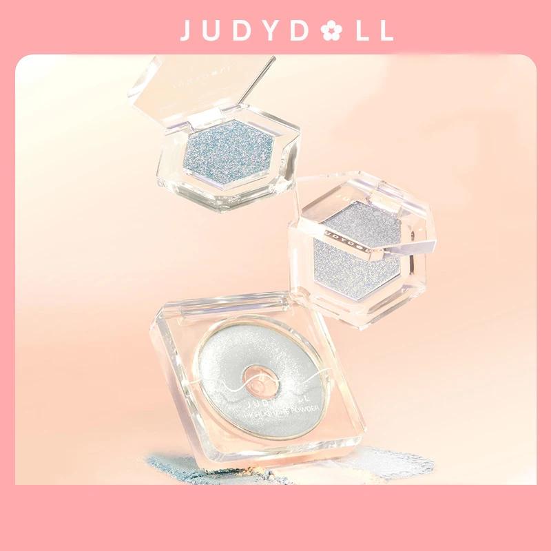 Judydoll 하이라이터 파우더, 단색 하이라이트, 3D 다이아몬드 샤인, 오래 지속되는 방수, 착용하기 쉬운 얼굴 메이크업