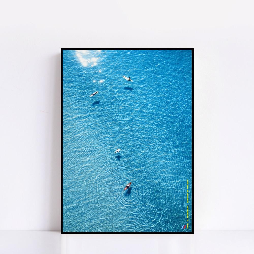 Art Poster  #291 SURFING IN THE SKY 바다 여름 서핑사진 포스터 해변 썸머 서핑보드 블루 투명 물 카페 예술 오브제 빈티지 전시회 액자
