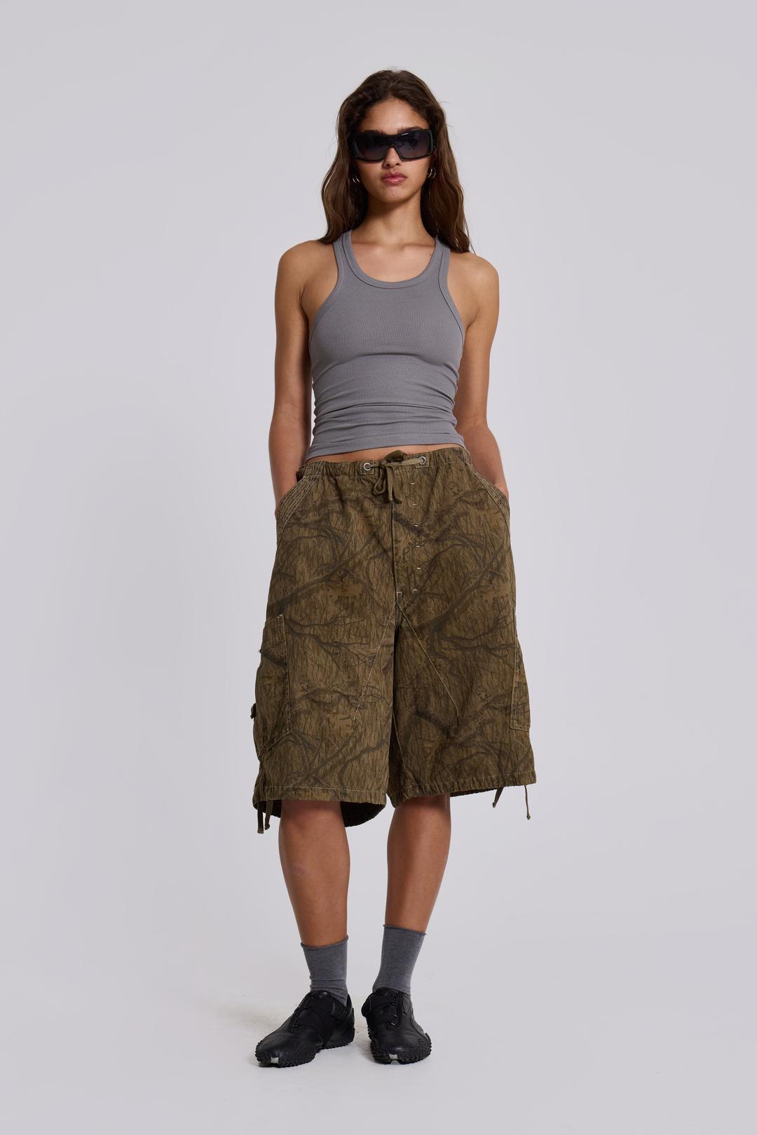 Forest Camo Parachute Shorts - XS / Green