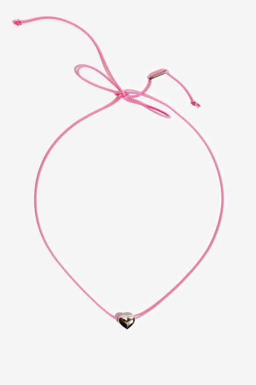 하트 핑크 실크리본 목걸이 Heart Pink SilkenRibbon Necklace