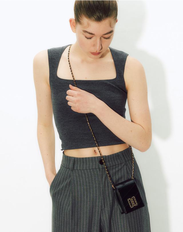 [CARLISLE CHAIN] 블랙 DD로고 소가죽 미니크로스백