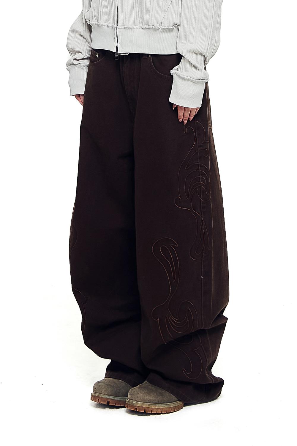 [09.02 예약 배송] Needlework Wave Cotton Pants (Brown)