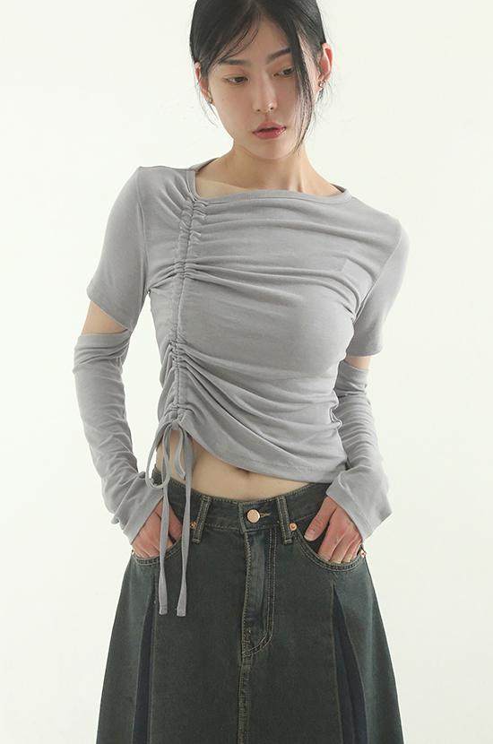 slit sleeved shirring tee