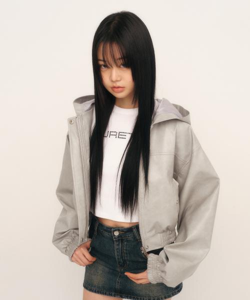 C HOODED LEATHER JACKET_GREY