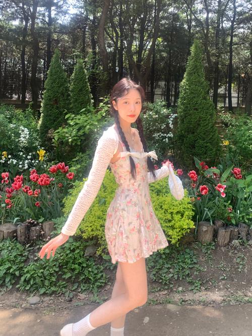 BUTTERFLY FLOWER EMBROIDERY SLIP DRESS