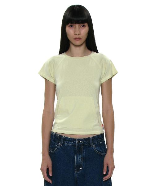 PWC 라운드넥 포켓 숏슬리브 티_레몬