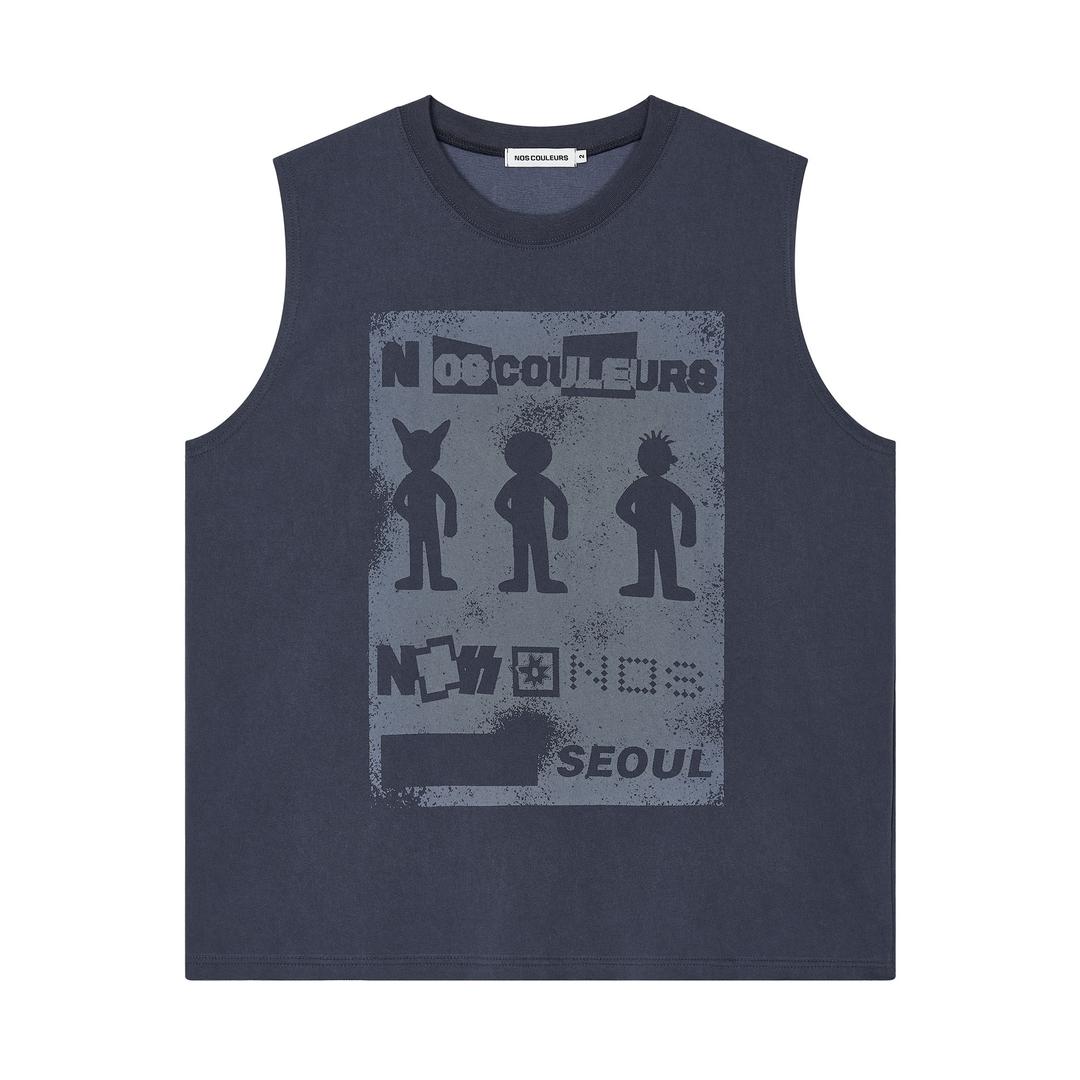 COLLAGE SLEEVELESS NAVY