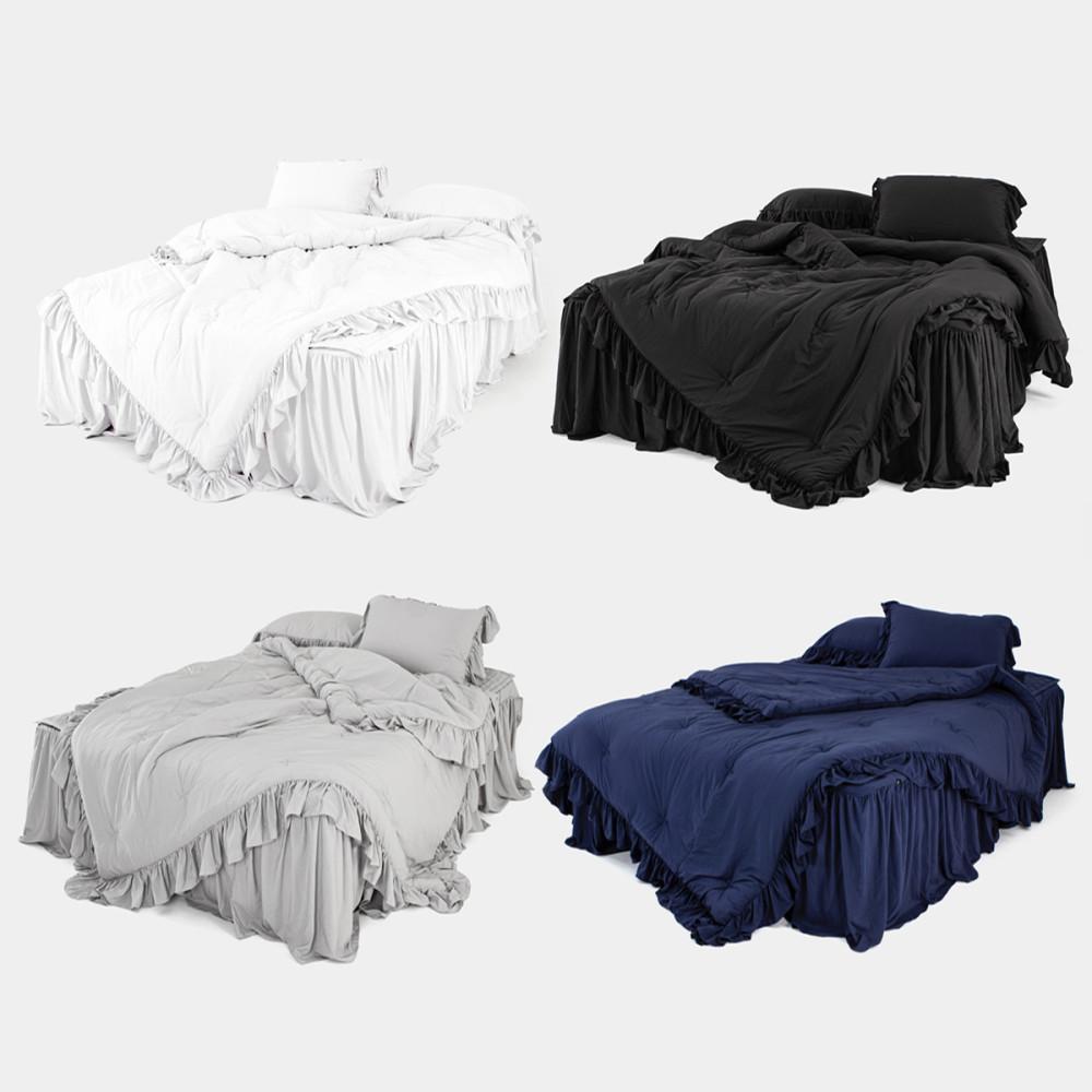마이크로 워싱 먼지 없는 진드기 차단 프릴 사계절 차렵이불 SS/Q/K