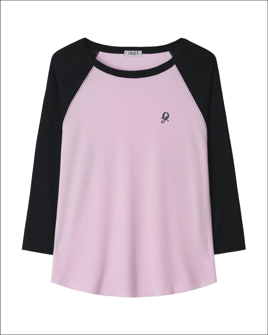 COLORIS RAGLAN T-SHIRT_BLACK&PINK