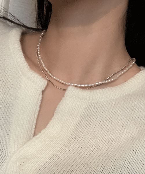 priv 진주 체인 레이어드 목걸이