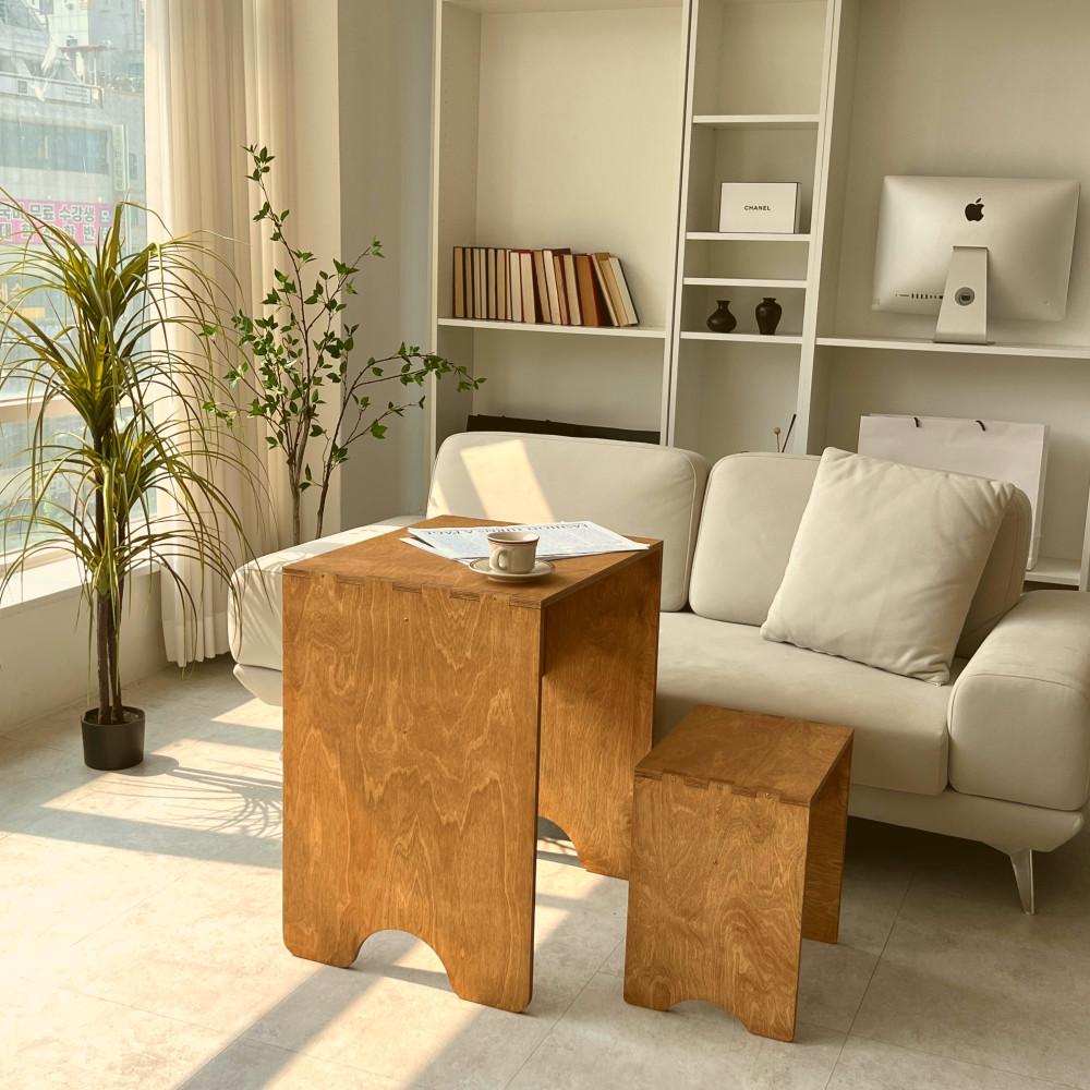 티건 높은 소파 테이블 거실테이블 원목 티테이블