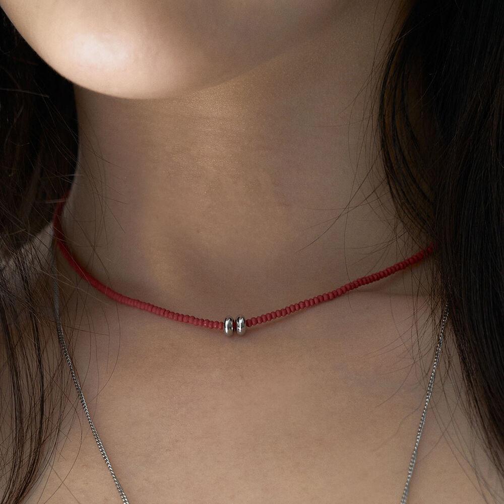 SILVER DONUT NECKLACE RED
