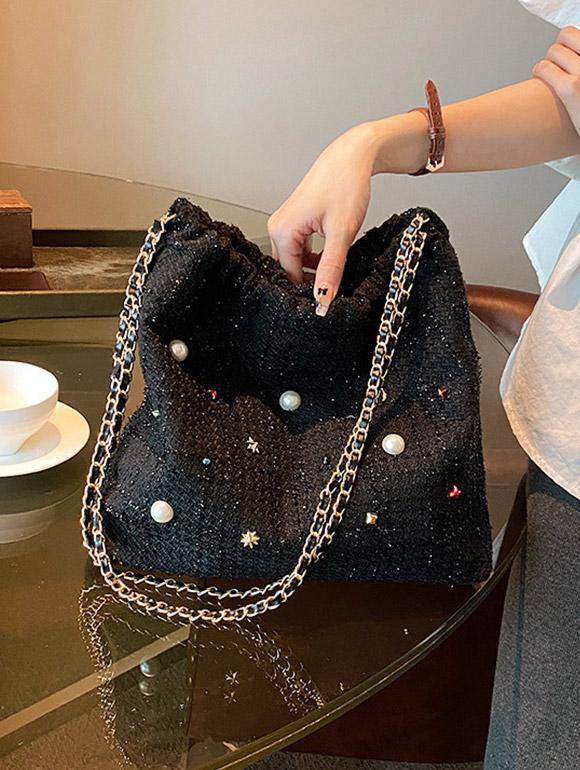 사만다 큐빅 포인트 체인 숄더백 [2color]