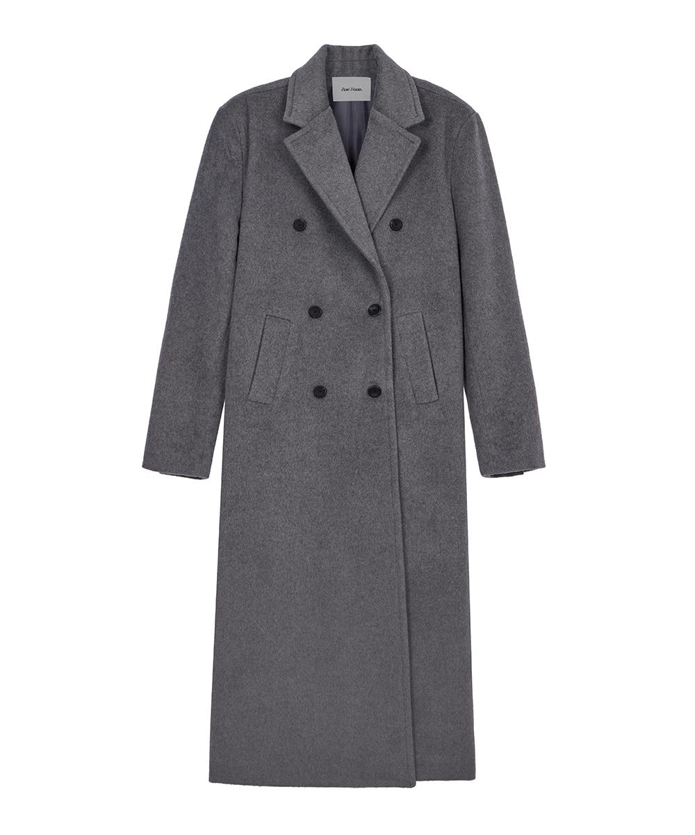 Double Button Maxi Long Coat [Gray]