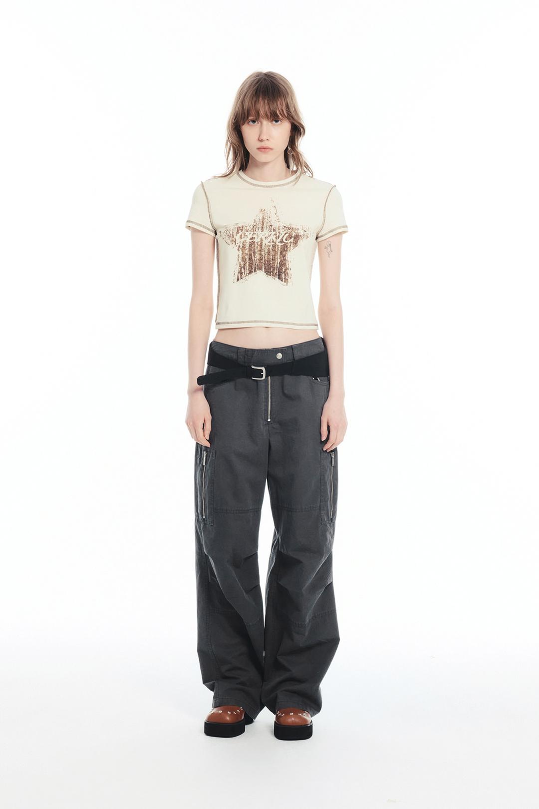 ZIPPER FLAP CARGO PANTS / CHARCOAL