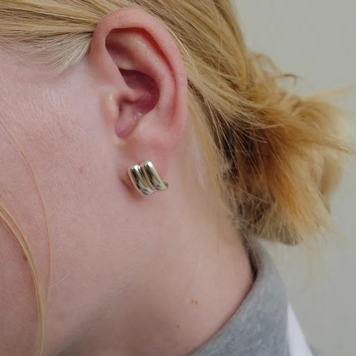 Two Line Bold Earring (silver,2size)