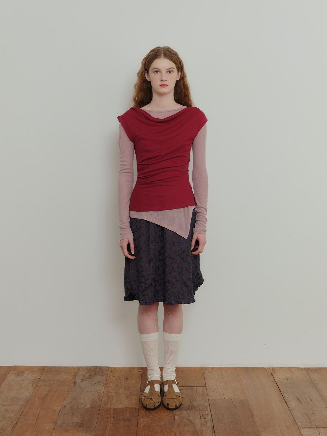 Jacquard Frill Skirt - Blue Brown