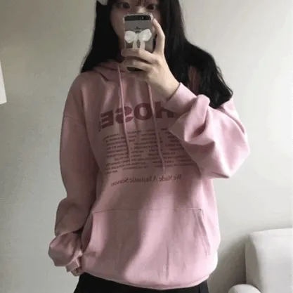 [딸기우유🍓/뽀용!] 루즈핏 도즈 레터링 프린팅 후드티 (3color)