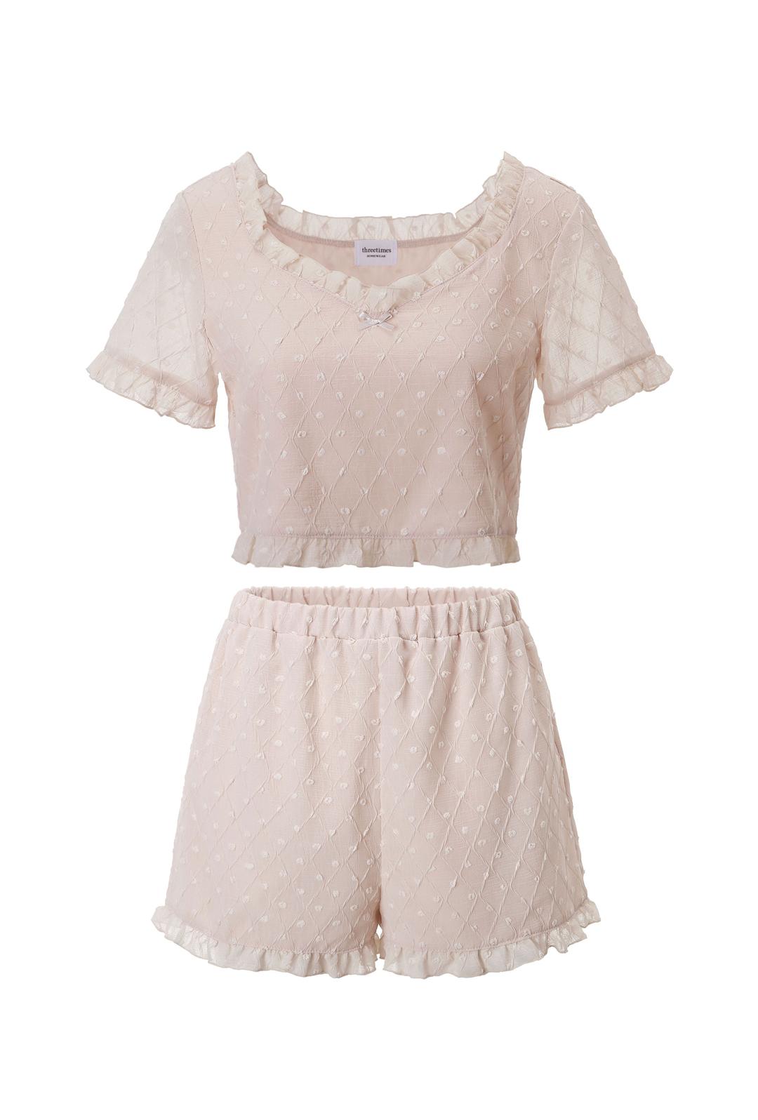 Diamond chiffon pajama shorts set